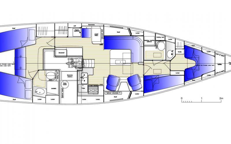 Hallberg-Rassy 44 3D & Layout
