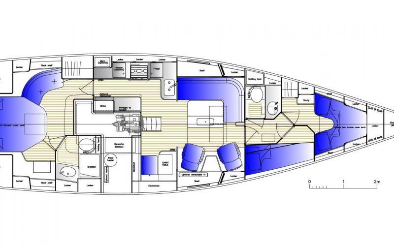 Hallberg-Rassy 44 3D & Layout 